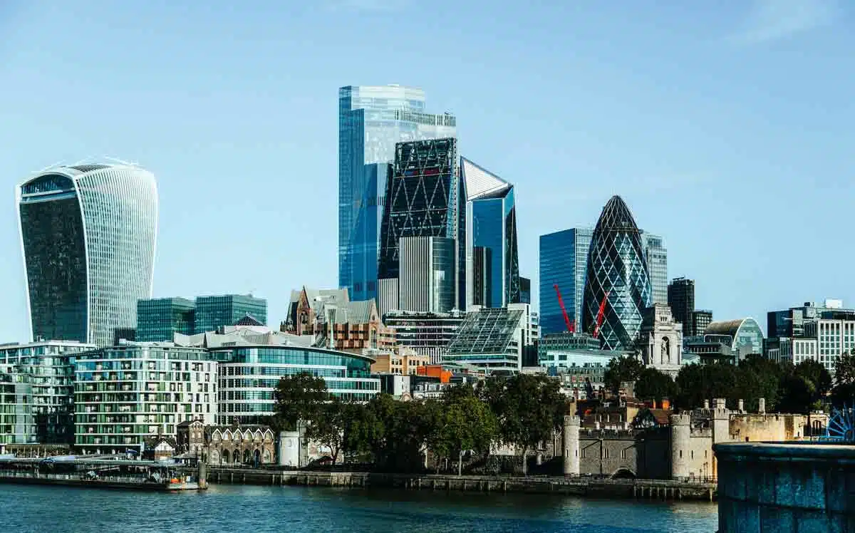 Solar Panel Installation In London Skyline of buildings
